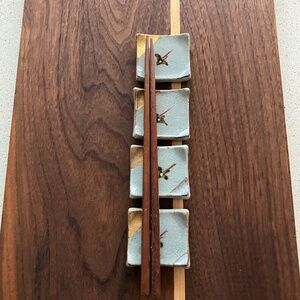 JAPANESE CERAMIC CHOPSTICK/CUTLERY REST SET OF 4 VINTAGE UNIQUE